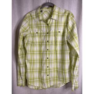 J.C. Penney Women’s Size Large Button-up Green Plaid Long Sleeve Top w/Pockets